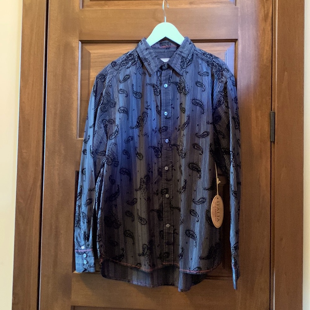 NWT Vintage Italia Large Black Men’s Dress shirt